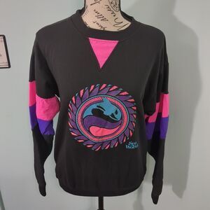 Vintage 90s Retro Neon Sea World Orca Whale Crewneck Sweatshirt medium U…